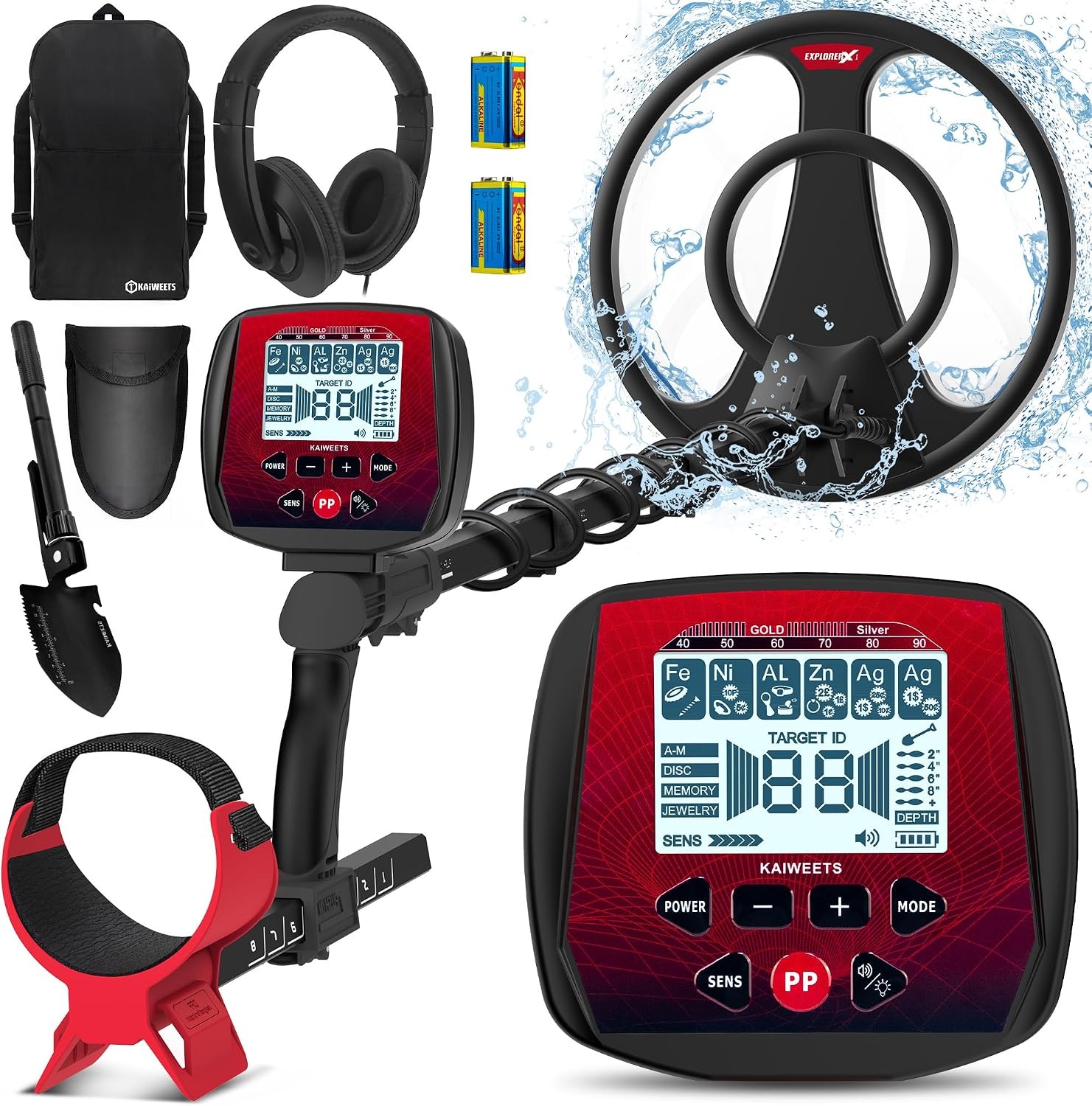 KAIWEETS Metaaldetector EXPLORER X I-2025 met 30 cm waterdichte spoel