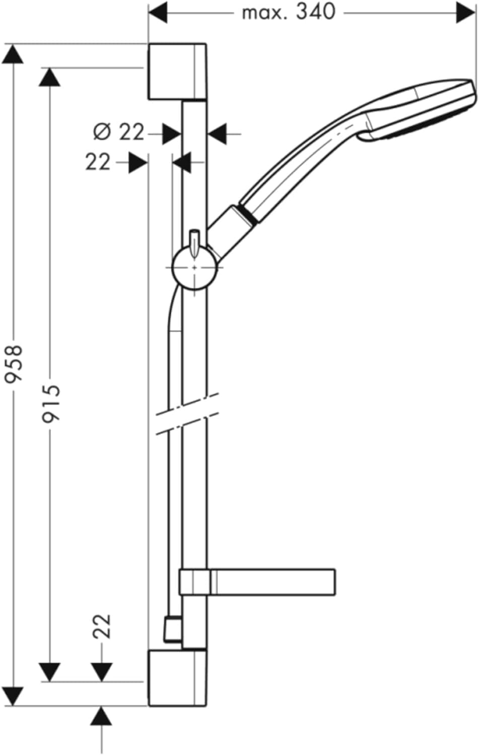 Hansgrohe 27771000 Croma 100 Doucheset, 0,90 m, 4 Straalsoorten, Chroom