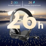 Draadloze PC headset voor kantoor, Zoom, Skype, laptop, vergaderingen | Met microfoon mute-schakelaar, oorlussen | Zwart