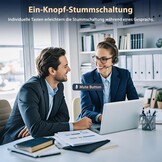 Draadloze PC headset voor kantoor, Zoom, Skype, laptop, vergaderingen | Met microfoon mute-schakelaar, oorlussen | Zwart