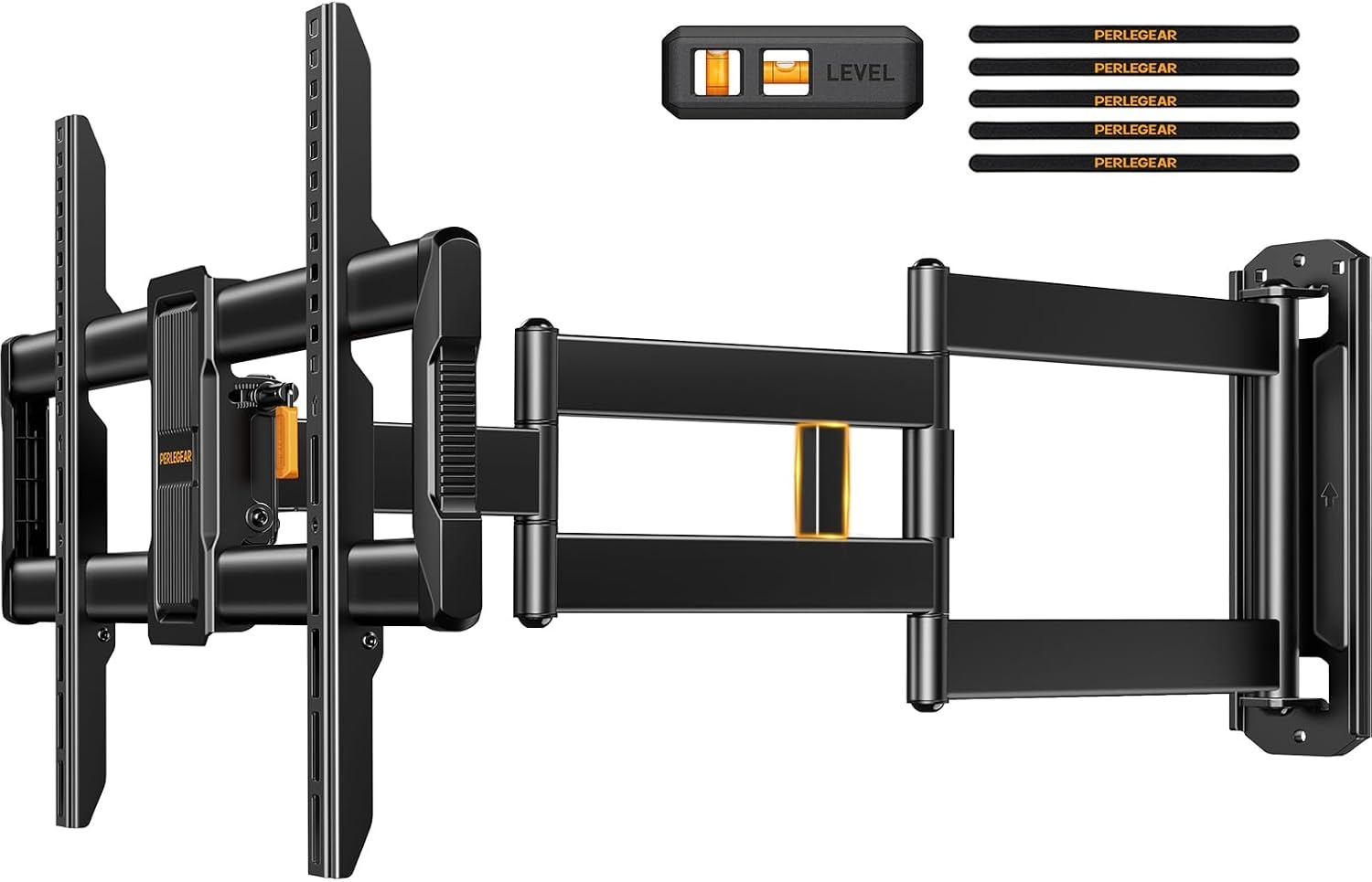 Perlegear TV-wandbeugel met 943 mm lange arm voor 42–84 inch tot 68 kg, extra lange bereik tv-houder, draai- en kantelbare tv-wandbeugel, max. VESA 600 x 400 mm