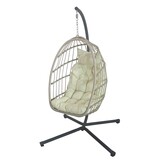Inklapbare Egg Chair Hangstoel Crème/Zwart - 41% Korting