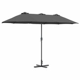 vidaXL Tuinparasol 370 x 197 x 239 cm Polyester en Aluminium Antraciet