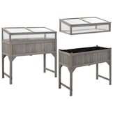 vidaXL Plantenbak verhoogd met kas 110x54x120 cm massief vurenhout