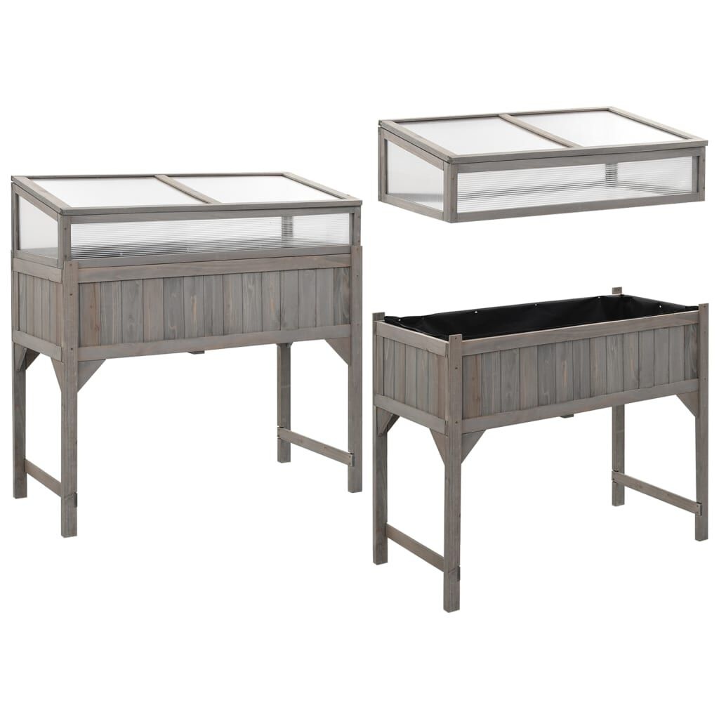 vidaXL Plantenbak verhoogd met kas 110x54x120 cm massief vurenhout