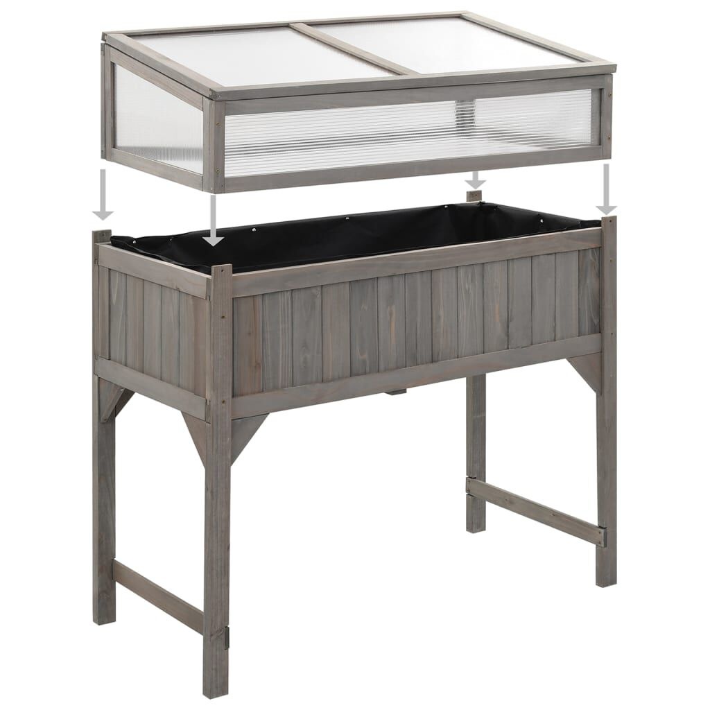 vidaXL Plantenbak verhoogd met kas 110x54x120 cm massief vurenhout