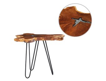 vidaXL Salontafel 70x45 cm massief teakhout en polyresin