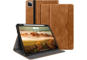 Hoes iPad Pro 13 inch M4 (2024) Bruin - PU Leer, Schokbestendig, Penhouder & 33% Korting