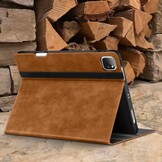Holimet Hoes voor iPad Pro 13 inch M4 (2024) met penhouder, iPad Pro 13 M4, PU-leren folio case, TPU achterkant, schokbestendig, met tas en automatische wake/slaapfunctie, multi-hoekstandaard, bruin