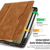 Holimet Hoes voor iPad Pro 13 inch M4 (2024) met penhouder, iPad Pro 13 M4, PU-leren folio case, TPU achterkant, schokbestendig, met tas en automatische wake/slaapfunctie, multi-hoekstandaard, bruin