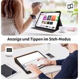 Holimet Hoes voor iPad Pro 13 inch M4 (2024) met penhouder, iPad Pro 13 M4, PU-leren folio case, TPU achterkant, schokbestendig, met tas en automatische wake/slaapfunctie, multi-hoekstandaard, bruin