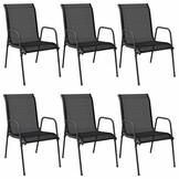 vidaXL Tuinstoelen 6 st staal en textileen zwart