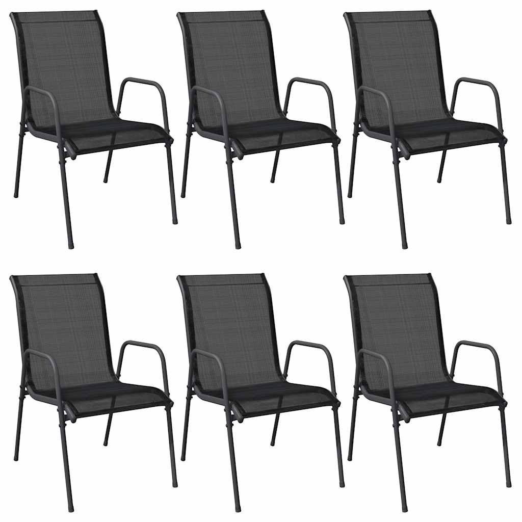 vidaXL Tuinstoelen 6 st staal en textileen zwart