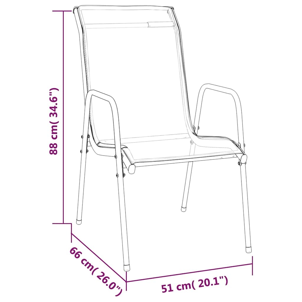vidaXL Tuinstoelen 6 st staal en textileen zwart