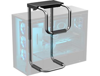 PUTORSEN Heavy Duty PC-houder voor onder bureau, verstelbare computerbehuizing met beschermende pads, uitstekende luchtcirculatie tot 66 lbs, zwart - Maat Medium