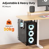 PUTORSEN Heavy Duty PC-houder voor onder bureau, verstelbare computerbehuizing met beschermende pads, uitstekende luchtcirculatie tot 66 lbs, zwart - Maat Medium
