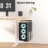 PUTORSEN Heavy Duty PC-houder voor onder bureau, verstelbare computerbehuizing met beschermende pads, uitstekende luchtcirculatie tot 66 lbs, zwart - Maat Medium