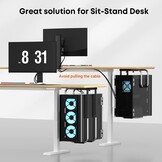 PUTORSEN Heavy Duty PC-houder voor onder bureau, verstelbare computerbehuizing met beschermende pads, uitstekende luchtcirculatie tot 66 lbs, zwart - Maat Medium