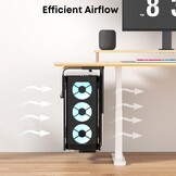 PUTORSEN Heavy Duty PC-houder voor onder bureau, verstelbare computerbehuizing met beschermende pads, uitstekende luchtcirculatie tot 66 lbs, zwart - Maat Medium