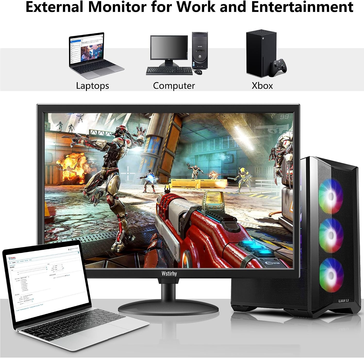 19 inch monitor met HDMI VGA AV BNC USB, 1366 x 768 led-beeldscherm, pc-monitor voor Fire Stick, computer, Raspberry Pi, geïntegreerde luidspreker