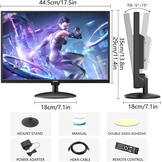 19 inch monitor met HDMI VGA AV BNC USB, 1366 x 768 led-beeldscherm, pc-monitor voor Fire Stick, computer, Raspberry Pi, geïntegreerde luidspreker