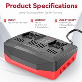 ASUNCELL Dual Port 3A oplader vervanging voor Power X-Change 18V Li-Ion accu, Twincharger snellader intelligent laadmanagement met led-display