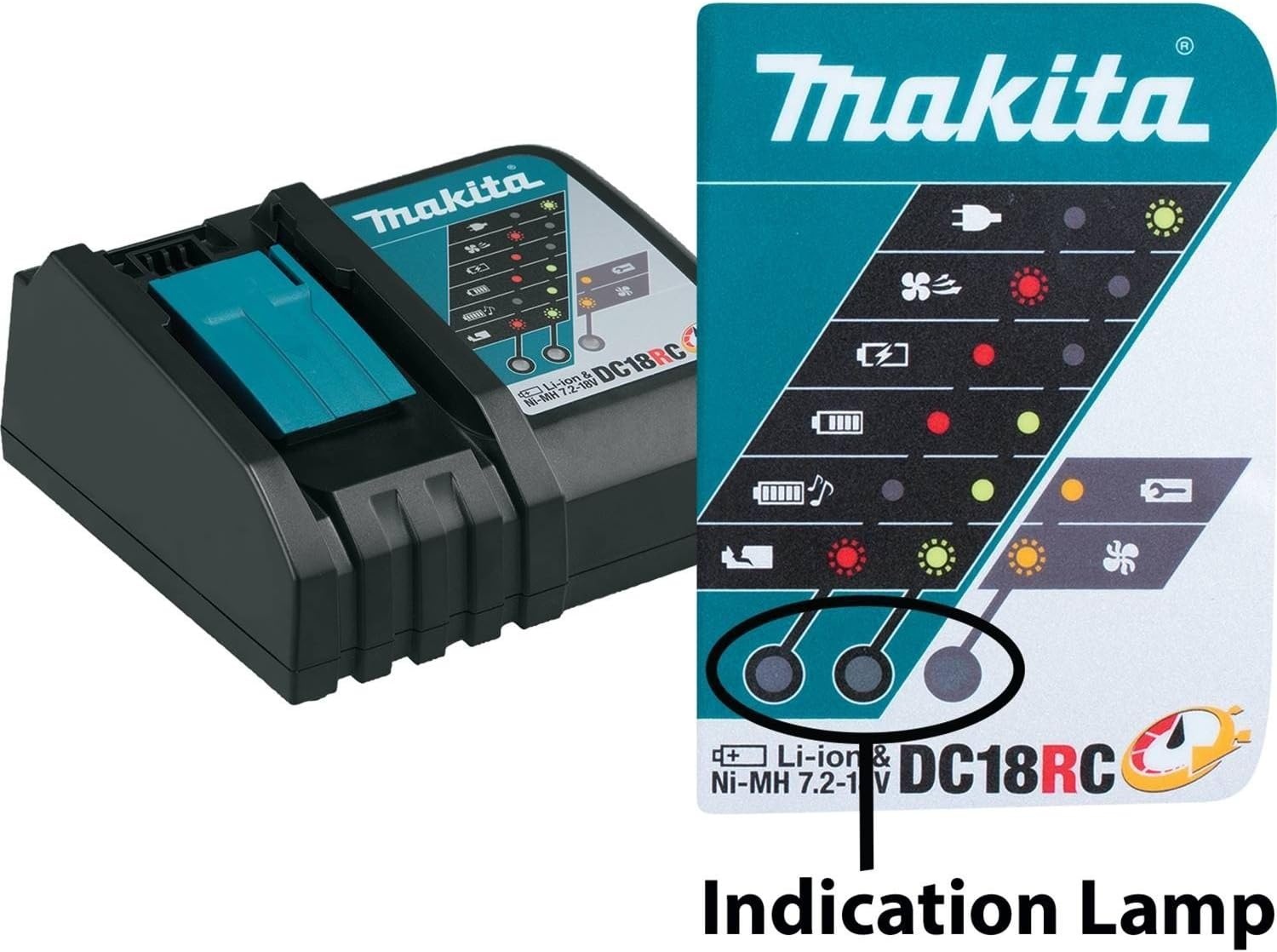 Makita DC18RC 7.2V–18V Snellader voor Accu's - 110V