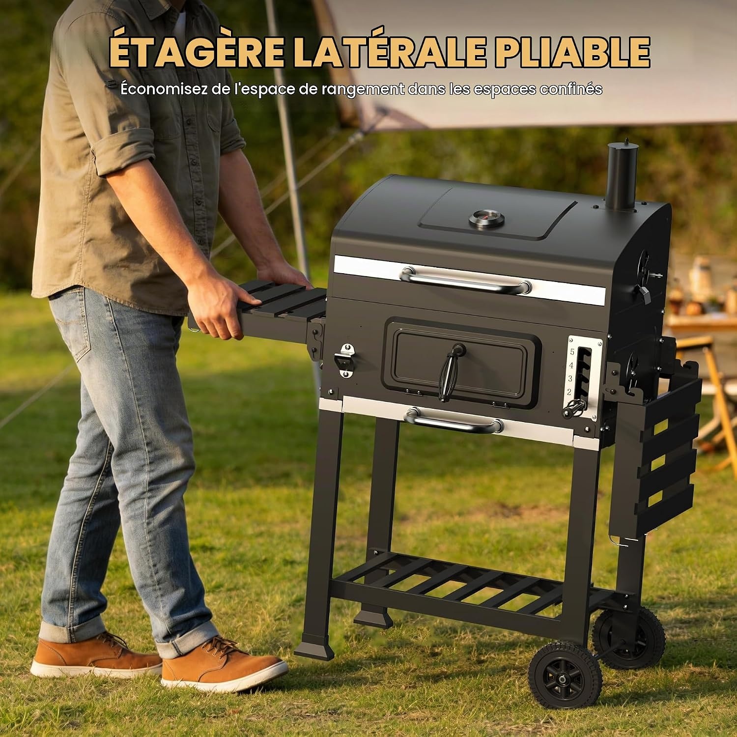 DEWINNER XXL Houtskoolbarbecue met Thermometer en Extra Grilloppervlak