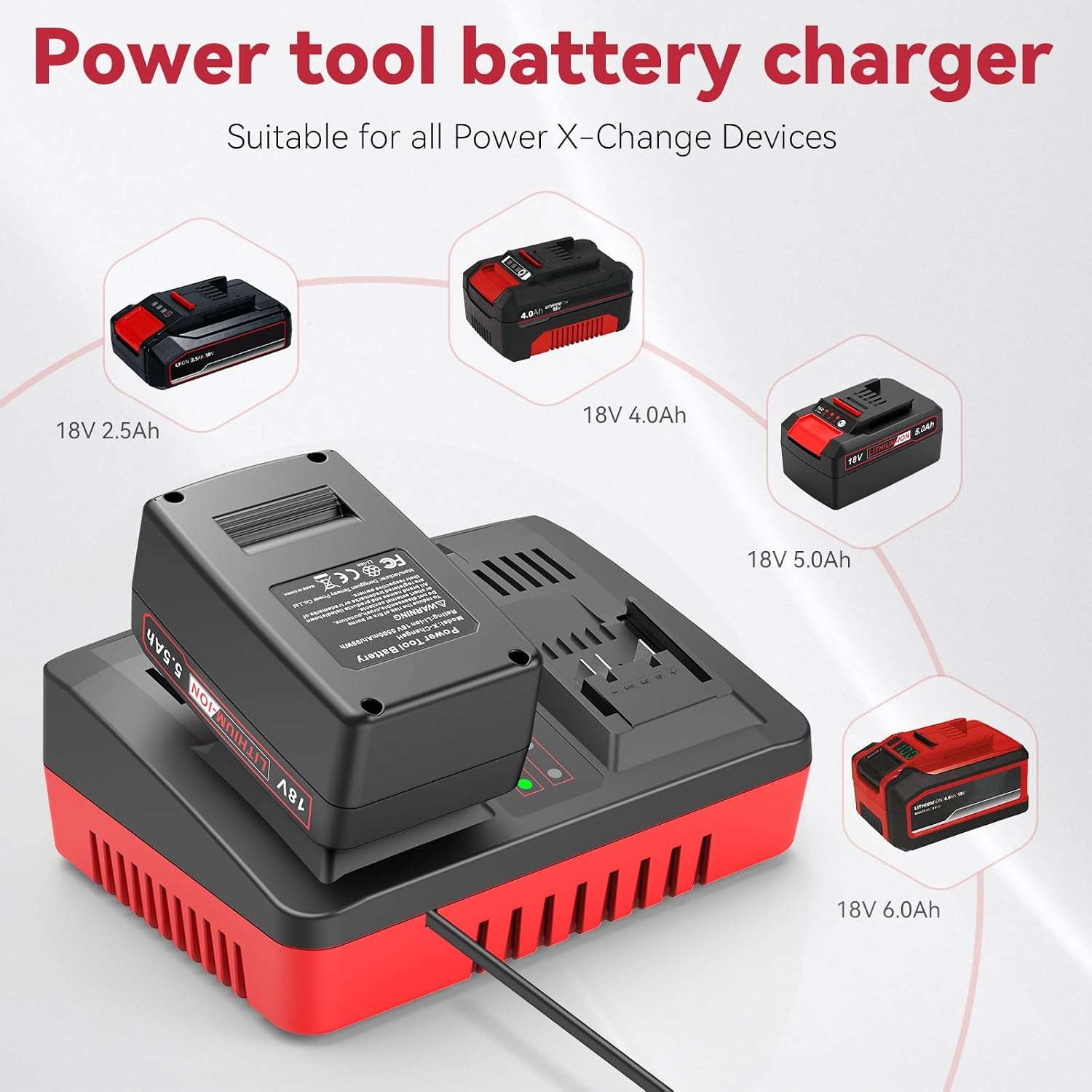 ASUNCELL Dual Port 3A oplader vervanging voor Power X-Change 18V Li-Ion accu, Twincharger snellader intelligent laadmanagement met led-display