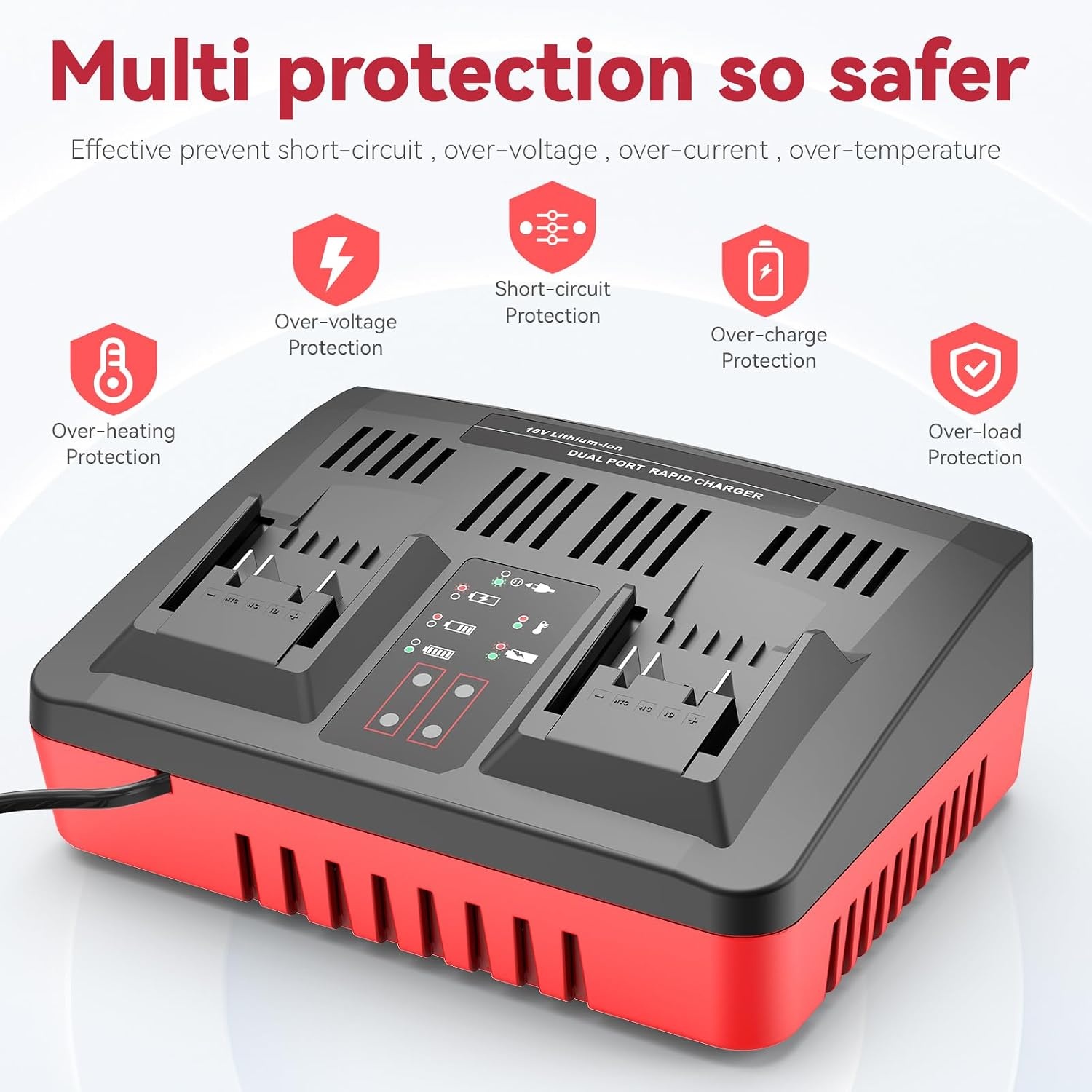 ASUNCELL Dual Port 3A oplader vervanging voor Power X-Change 18V Li-Ion accu, Twincharger snellader intelligent laadmanagement met led-display