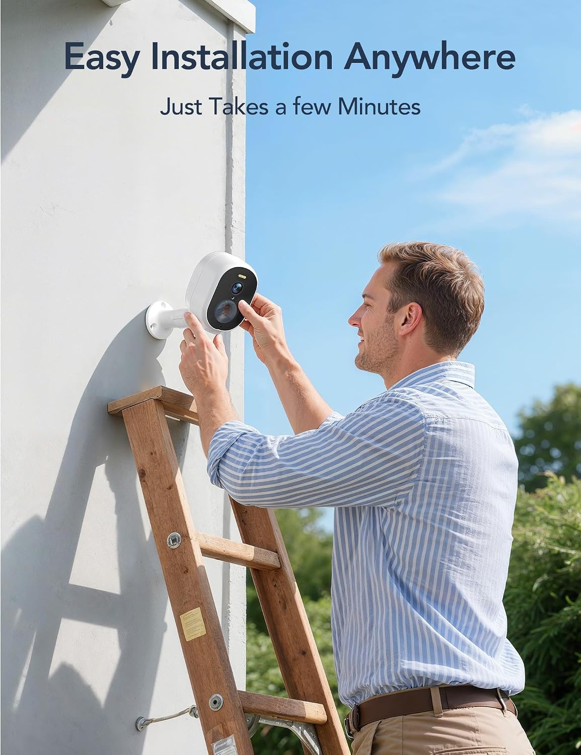 GNCC 2K Wifi-camera voor buiten, draadloos, met zonnepaneel, buitencamera met nachtzicht in kleur, bidirectionele audio, PIR-alarm, werkt met Alexa, 2,4 G/5 GHz wifi, IP65