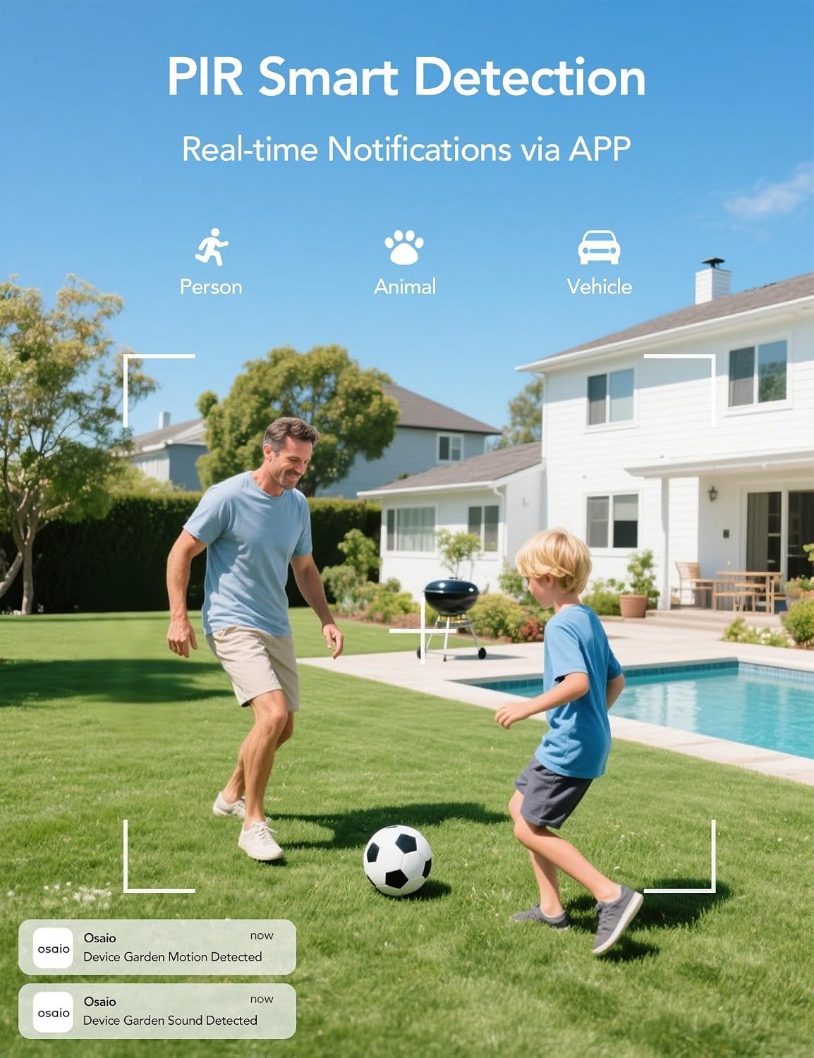 GNCC 2K Wifi-camera voor buiten, draadloos, met zonnepaneel, buitencamera met nachtzicht in kleur, bidirectionele audio, PIR-alarm, werkt met Alexa, 2,4 G/5 GHz wifi, IP65