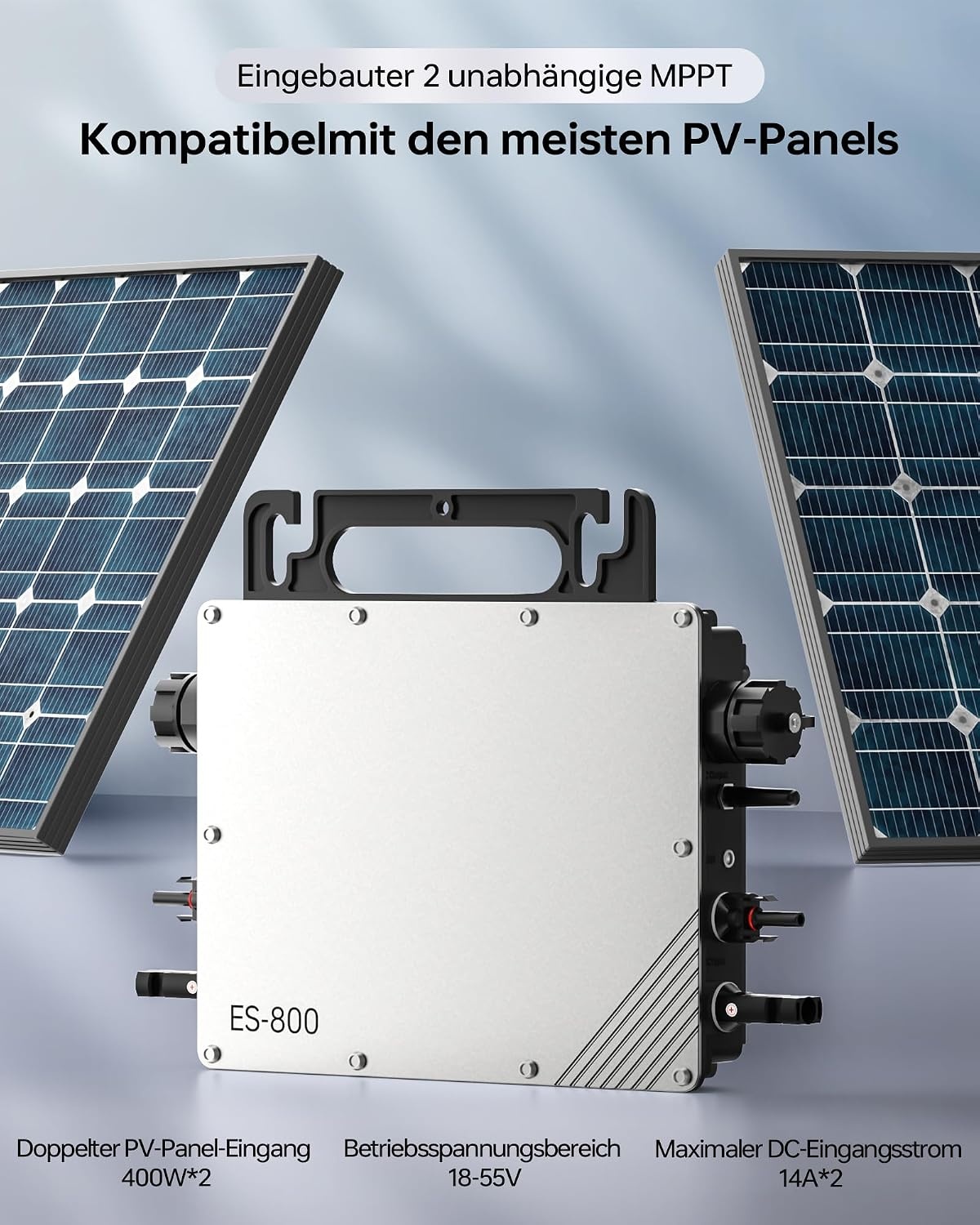 800 W Micro omvormer, MPPT omvormer, microzonne-netingang, plug and play, eenvoudige installatie, wifi-bewaking met IP67-app, waterdicht
