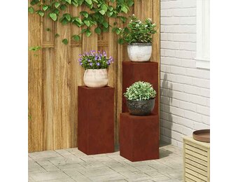vidaXL Plantenkasten 3 pcs Roestig 24 x 24 x 75 cm Cortenstaal