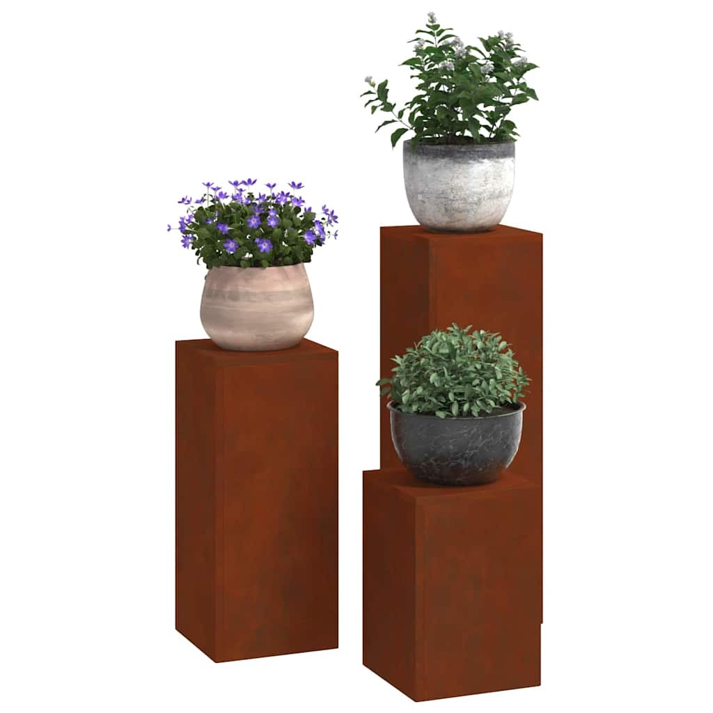 vidaXL Plantenkasten 3 pcs Roestig 24 x 24 x 75 cm Cortenstaal