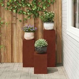 vidaXL Plantenkasten 3 pcs Roestig 24 x 24 x 75 cm Cortenstaal