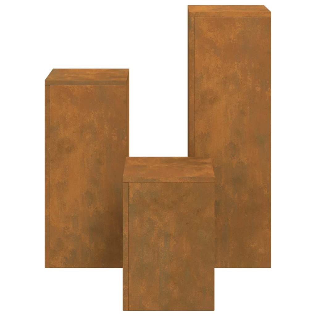 vidaXL Plantenkasten 3 pcs Roestig 24 x 24 x 75 cm Cortenstaal