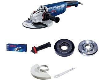 Bosch Professional haakse slijpmachine GWS 24-230 P (2400 watt, incl. extra anti-vibratiehandgreep, opnameflens, spanmoer, beschermkap, pensleutel, in kartonnen doos)