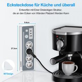 Stekkerdoos met USB en 2 type C, 4-voudig hoekstopcontact, meervoudige stekkerdoos met led, meervoudige stekker, overspanningsbeveiliging, 3680 W, 16 A, stekkerdoos met schakelaar, hoekstekkerdoos
