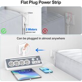Stekkerdoos met USB en 2 type C, 4-voudig hoekstopcontact, meervoudige stekkerdoos met led, meervoudige stekker, overspanningsbeveiliging, 3680 W, 16 A, stekkerdoos met schakelaar, hoekstekkerdoos