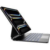 HOU Magic Keyboard voor iPad Pro 13(M4) inch hoes met toetsenbord, QWERTZ, Click-Anywhere-trackpad, 7 kleuren, 3 niveaus achtergrondverlichting, magnetisch design, zwart