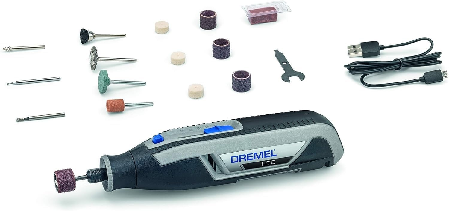 Dremel Lite 7760 Snoerloze Multitool met 3.6V 2.0Ah Lithium-ion Accu - Multigereedschap Set met 15 Accessoires, Variabele Snelheid 8.000-25.000 t/min, EZ-Twist Functie, USB Oplaadbaar