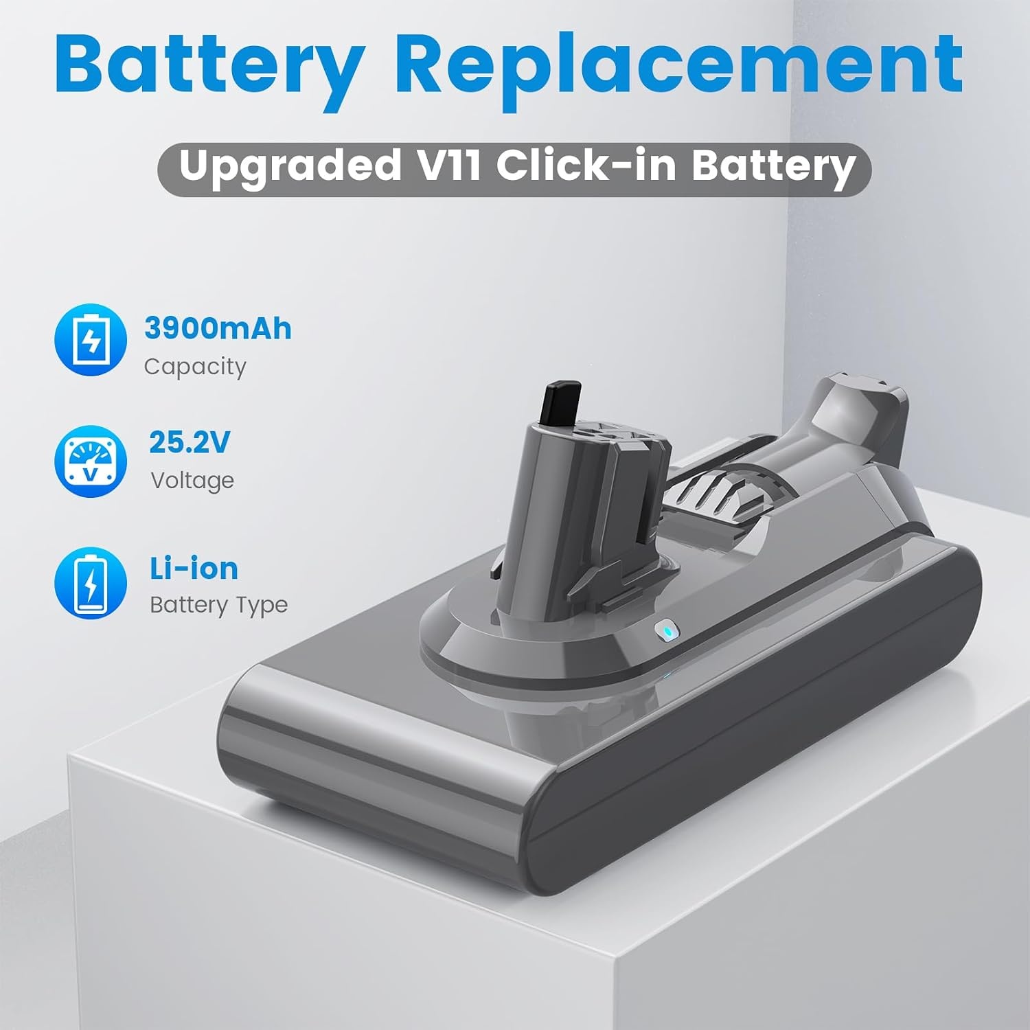 3900 mAh klikstijl V11 accu voor Dy accu SV15, ASUNCELL reserveaccu voor V11 Torque Drive Outsize Absolute Extra V15 Detect Absolute Extra SV15 SV16 SV22 stofzuiger