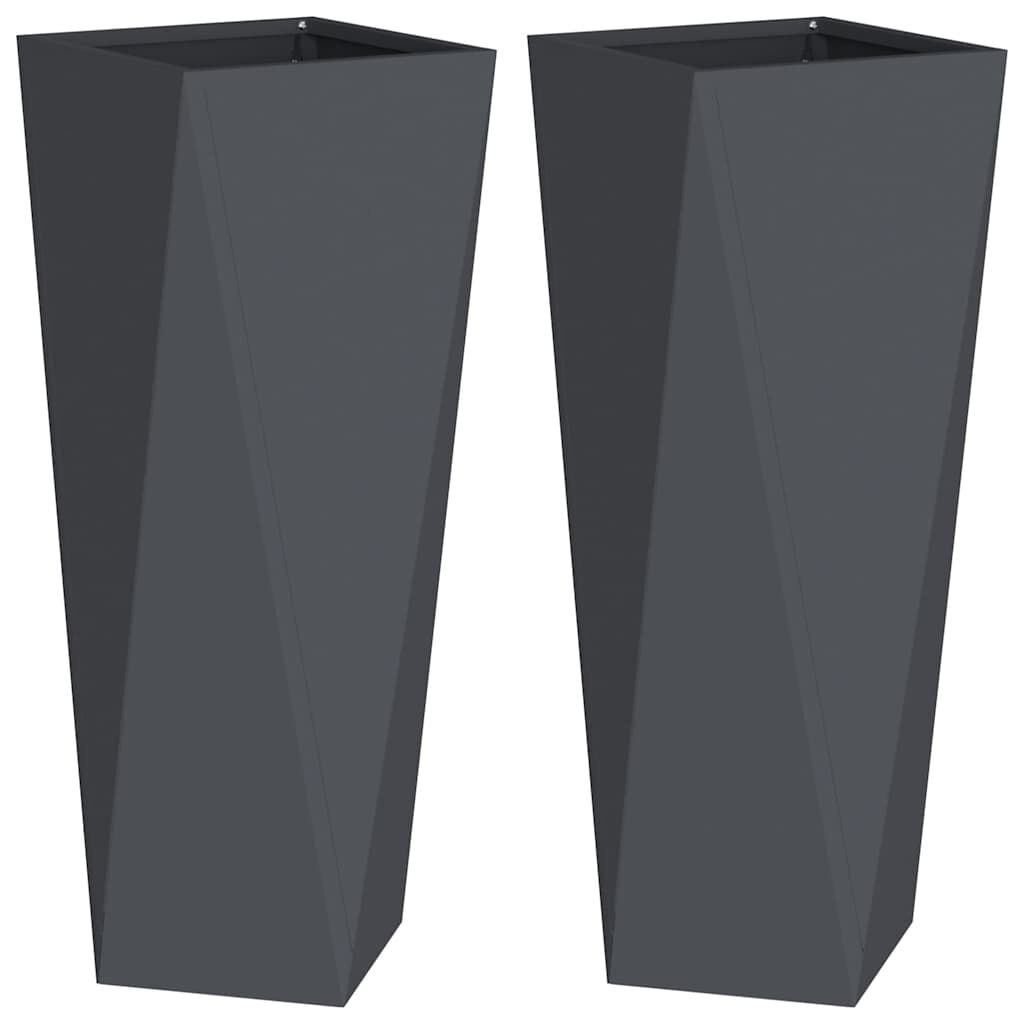 vidaXL Plantenbak 2 st Antraciet 30 x 30 x 75 cm Staal