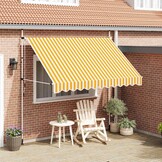 vidaXL Luifel handmatig uittrekbaar 300 cm oranje en witte strepen