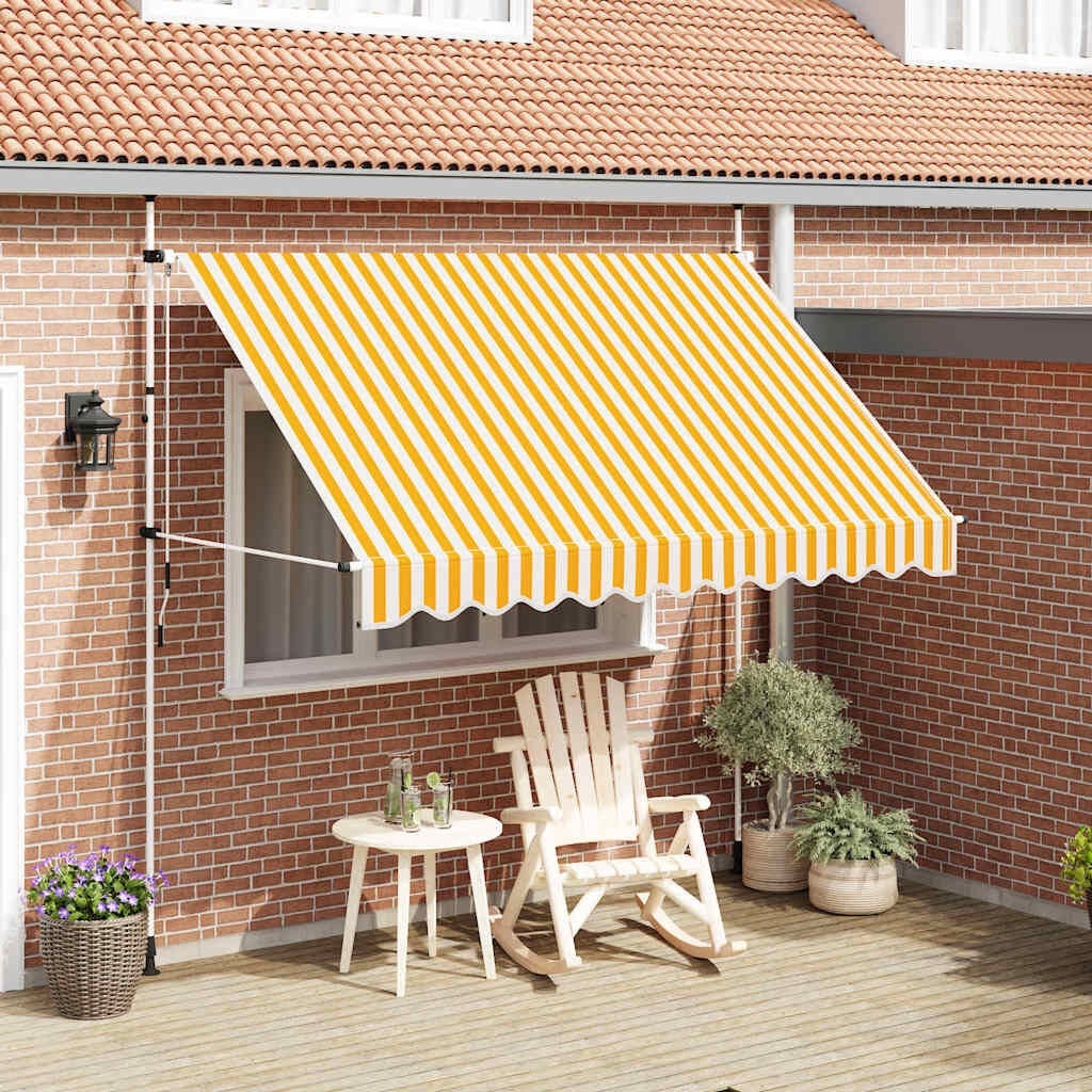 vidaXL Luifel handmatig uittrekbaar 300 cm oranje en witte strepen
