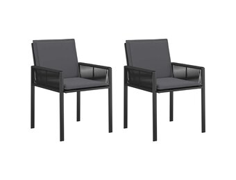 vidaXL Tuinstoelen 2 st Zwart en Donkergrijs poly rattan