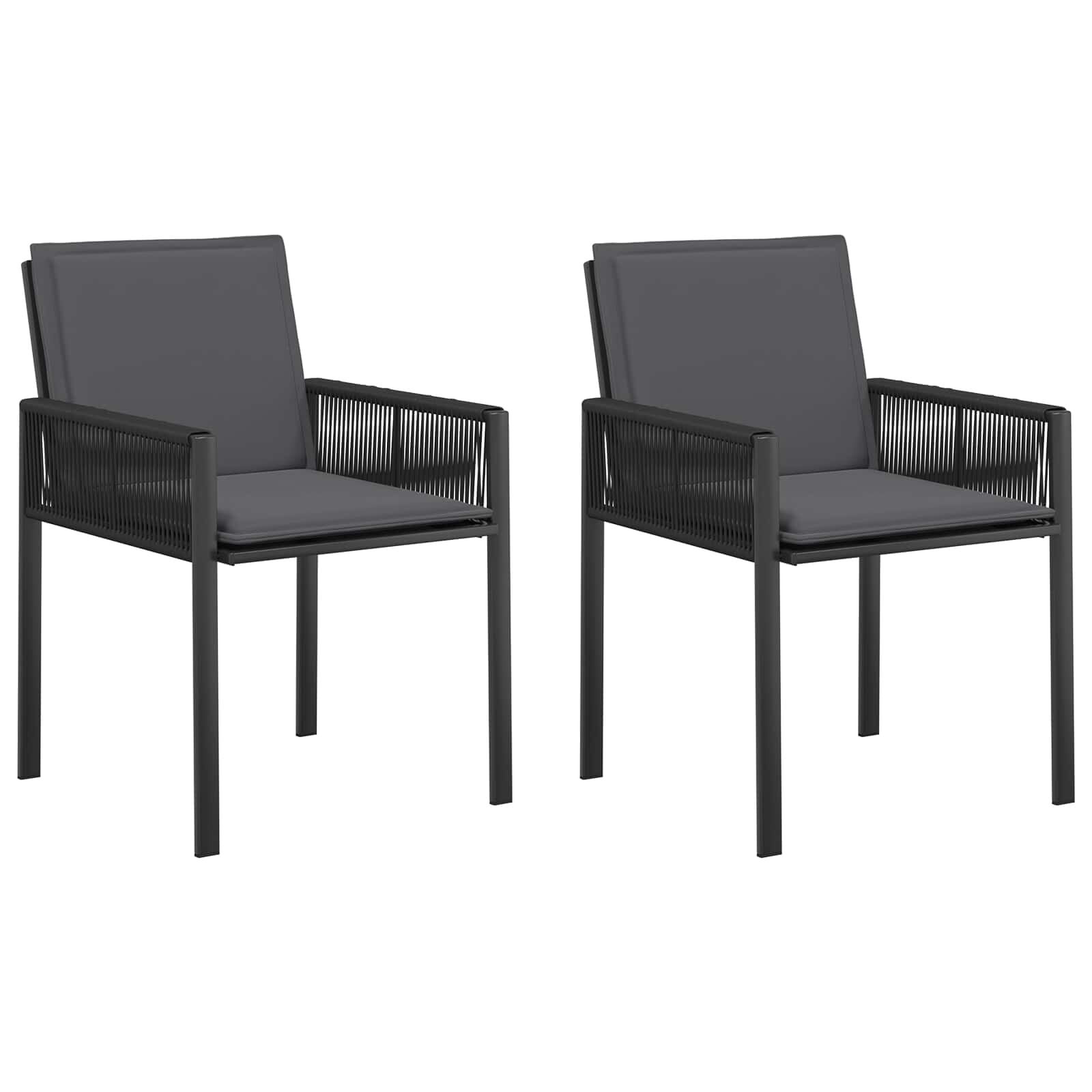 vidaXL Tuinstoelen 2 st Zwart en Donkergrijs poly rattan