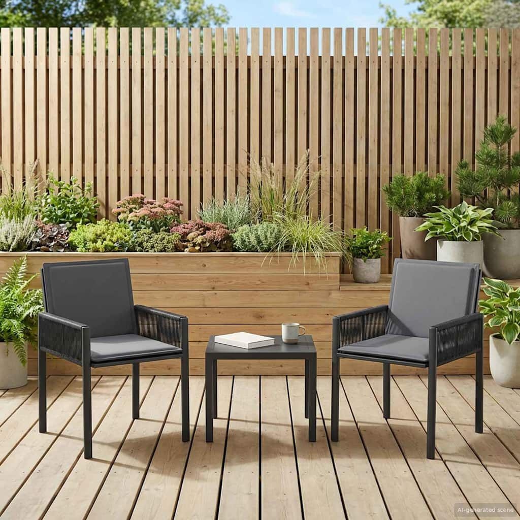 vidaXL Tuinstoelen 2 st Zwart en Donkergrijs poly rattan