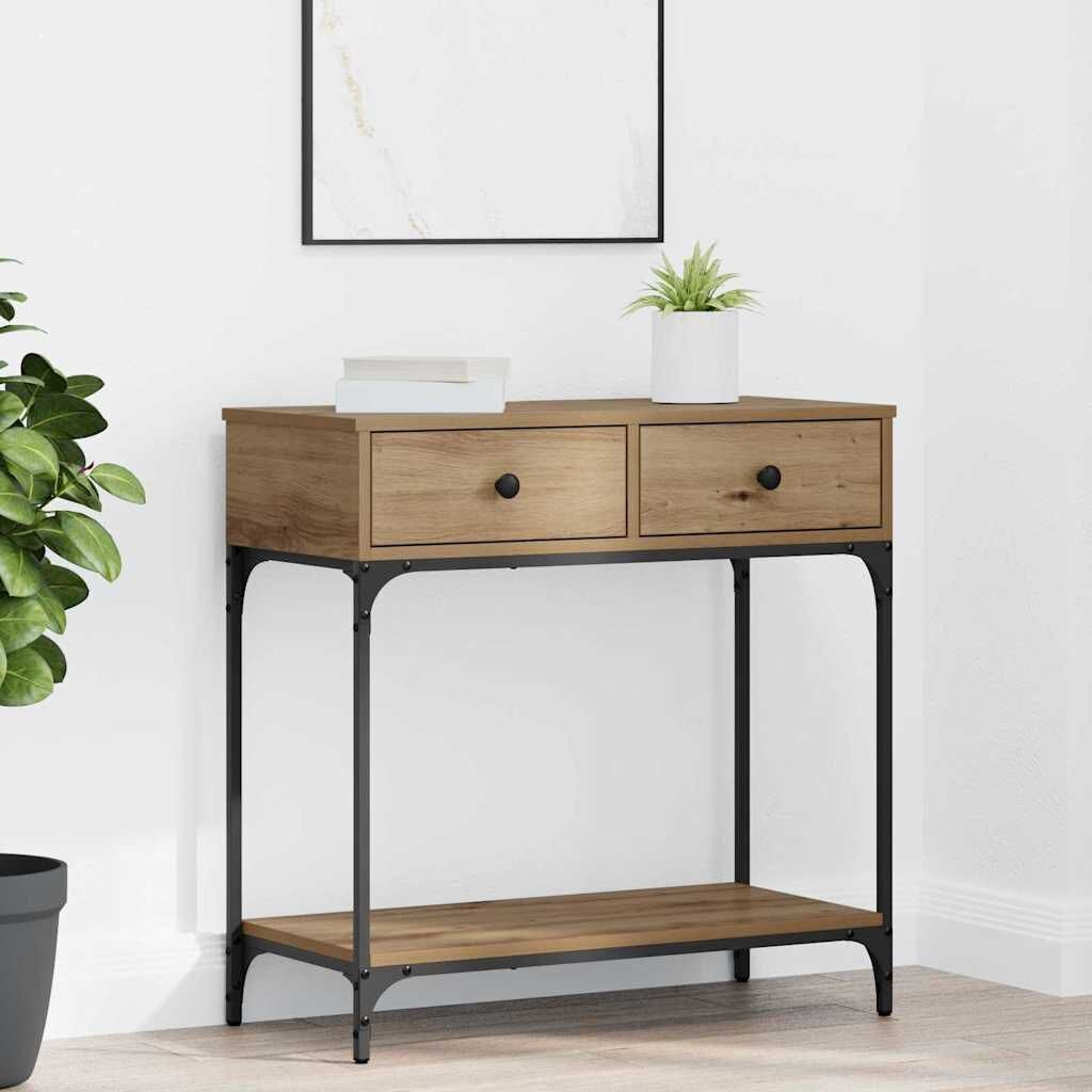 vidaXL Wandtafel met lade artisanaal eikenkleurig 75 x 34.5 x 75 cm